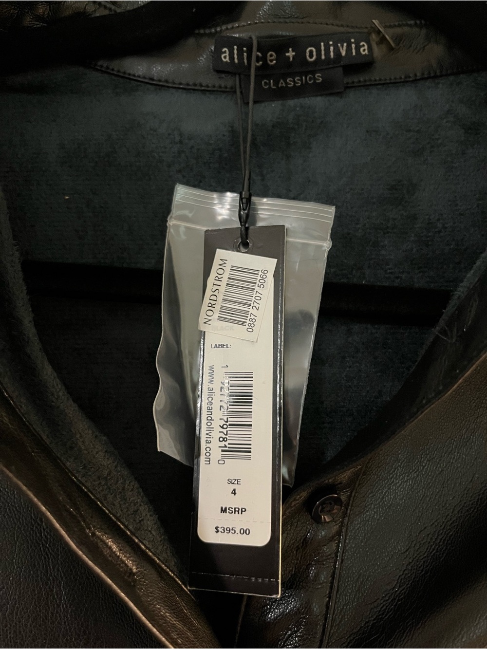 Alice + Olivia Black Faux Leather Shirt Dress - Picture 3 of 5